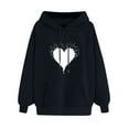 thumbnail image 1 of Up to 60% Off! pstuiky Women's Hoodie, Women Heart Printed Hoodie Long Sleeve Jumper Hoodie Sweatshirt Top Hoodie Drawstring with Pocket Leisure Black XXXL, 1 of 4