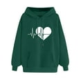 thumbnail image 1 of Up to 60% Off! pstuiky Women's Hoodie, Women Heart Printed Hoodie Long Sleeve Jumper Hoodie Sweatshirt Top Hoodie Drawstring with Pocket Leisure Green XL, 1 of 4