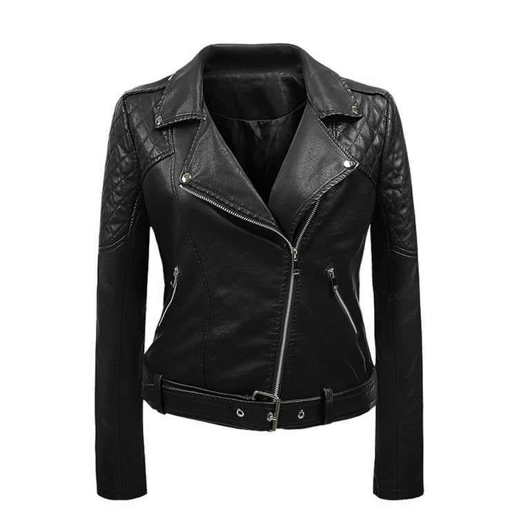 Up to 60% Off! pstuiky Womens Leather Jacket Women Faux Leather