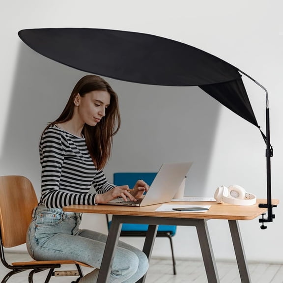 60" Office Cubicle and Desk Shade, Idea for Office Cubicles and Desk Canopy, Black Light-Proof Shade Designed for Light Sensitive Workers