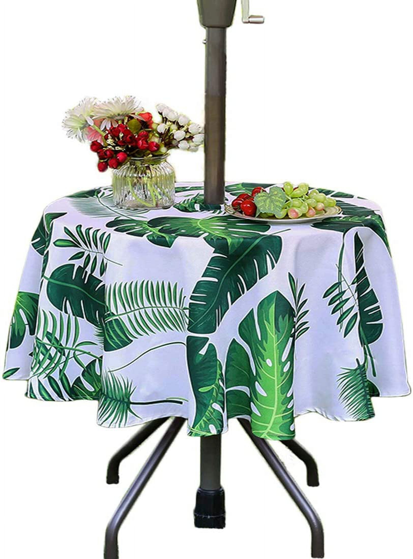 60” Outdoor Round Tablecloth with Umbrella Hole Zipper Spring Summer ...