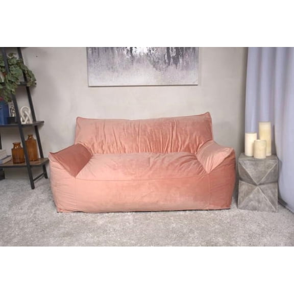 60" Oversized Boneless Chaise Lounge Couch with Armrests & Removable Washable Cover, 2-Seater Velvet Loveseat Bean Bag Sofa with High-Density Foam for Living Room,Bedroom,Dorm,Apartment