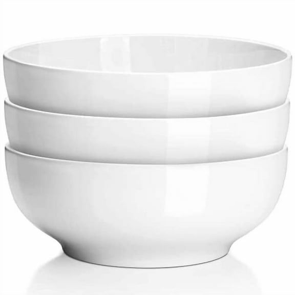 Delling Ceramic Mixing Bowls Set with 3 Piece for Pasta, Soup and Salad, Serving Bowls, White