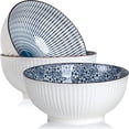thumbnail image 1 of 60 Oz Large Soup Bowl Set Of 3, Japanese Ramen Pho Bowls, Blue And White Porcelain Big Bowl, 1 of 9