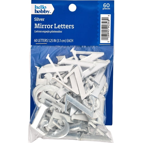 Hello Hobby Silver Acrylic Alphabet Letter Pack, Set of 60, 1.25"