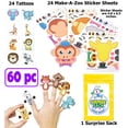 thumbnail image 1 of 60 PC Super Safari Zoo Party Favor Pack - Great Toddler Party Favors, Animal Party Favors, Safari - Jungle Party Favors, and Party Favors for Toddlers (Stickers, Tattoos, Puppets), 1 of 5
