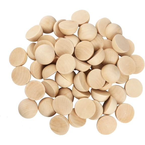 60 PCS 2 Inch Half Wood Balls, Split Wood Balls, Half Wooden Spheres, Half Round Balls, Suitable for Painting, Glass, Various Materials, DIY Jewelry Accessories and Craft Supplies, by.