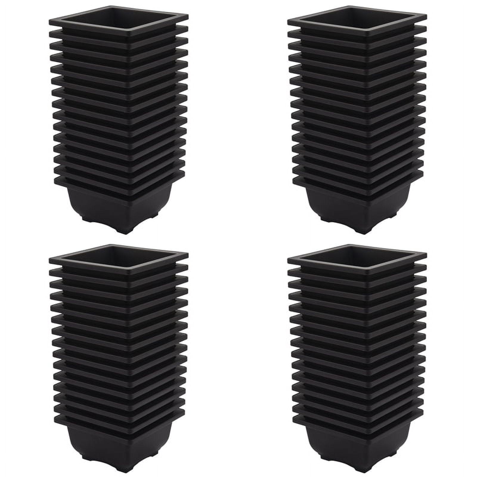 60 PCS 4.7 Inch Flower Pot, Square Plastic Bonsai Training Pot, Flower Flower Pot Container, for Garden