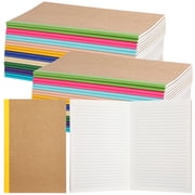 60 PCS A5 Kraft Notebooks, 30 Pages Composition Notebook 8 Colors, DIY Kraft Cover Lined Notebook, Blank College Ruled Notebook, Travel Journals with Rainbow Spines for Home School Office