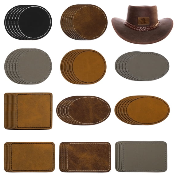 60 Pcs Assorted Leatherette Patches, PU Leather Patches for DIY, Iron-on Heat Press Leather Patches, Leather Patches for Hats Clothes Repair, Decorative Leather Pieces for Items Repair