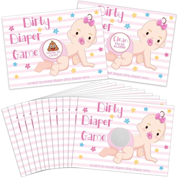 60 PCS Baby Shower Scratch off Game Funny Raffle Cards Baby Shower Party Games Decorations