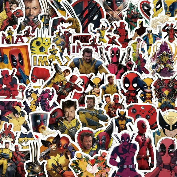 60 PCS For Deadpool Theme For Wolverine Water Bottle Stickers for Teens,Vinyl Holiday Party Waterproof Stickers for Suitcases, Skateboard, Laptop Stickers