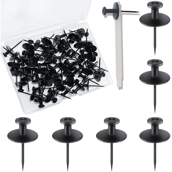 60 PCS Double Headed Picture Hanging Nails, Thumb Tacks for Wall Hanging Kit, Heavy Duty Push Pins, Frame Hangers Hooks, Renter Friendly Wall Decor Small Nails for Drywall Cork Board