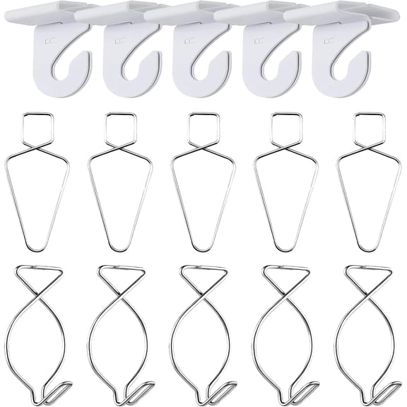 60 PCS Drop Ceiling Hooks 3 Styles of Drop Ceiling Clips Suspended T-Bar Hooks for Hanging Decorations & Plants in Classrooms