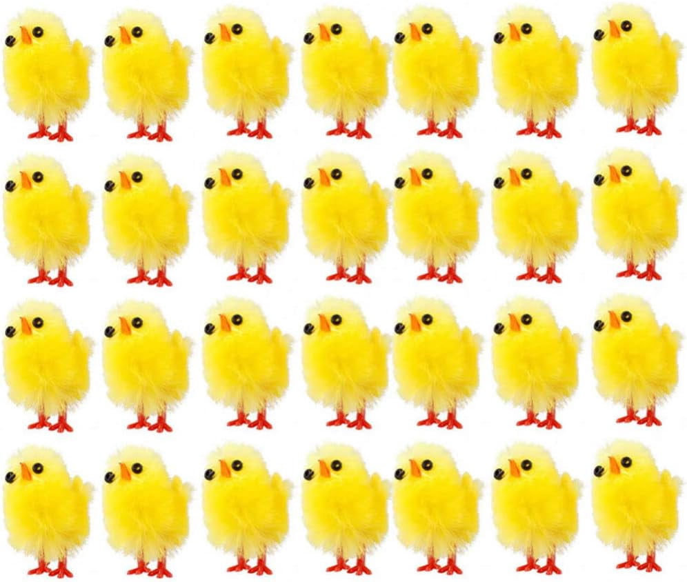 60 PCS Easter Fur Chicks Mini Plush Chicks, Soft Artificial Chick ...