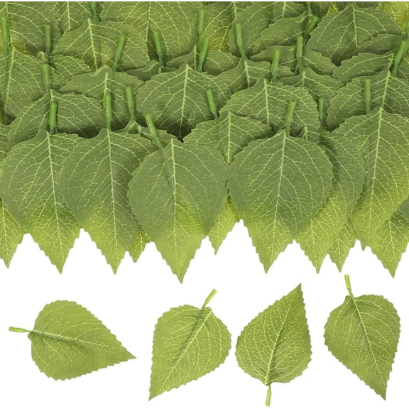 60 PCS Fake Leaves, 3.5x2 Inch Artificial Green Leaves, Bulk Silk Cloth Greenery Leaf Fake Sunflower Leafs for Wedding Bouquets Wreaths DIY Crafts and Home Decor