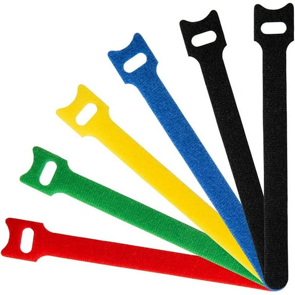 60 PCS Fastening Cable Ties Reusable, Premium 6-Inch Adjustable Cord Ties, Microfiber Cloth Cable Management Straps Hook Loop Cord Organizer Wire Ties Reusable (Assorted Colors)