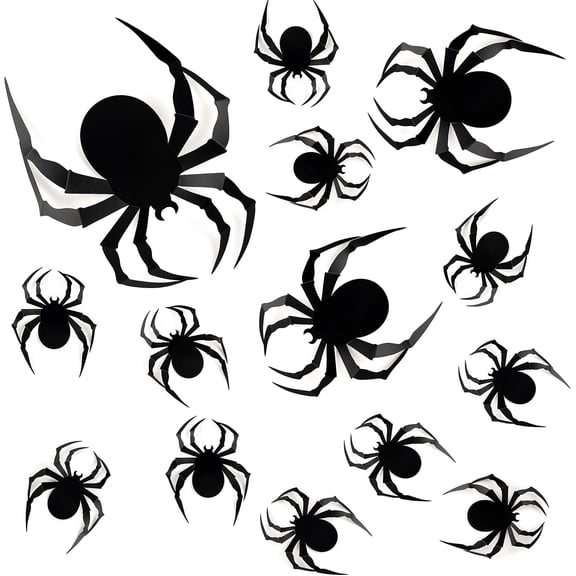 60 PCS Halloween 3D Spiders Decoration, Scary Realistic Black Spider Sticker DIY Windows Wall Decal for Home Decor Bathroom Indoor Hallowmas Party Supplies