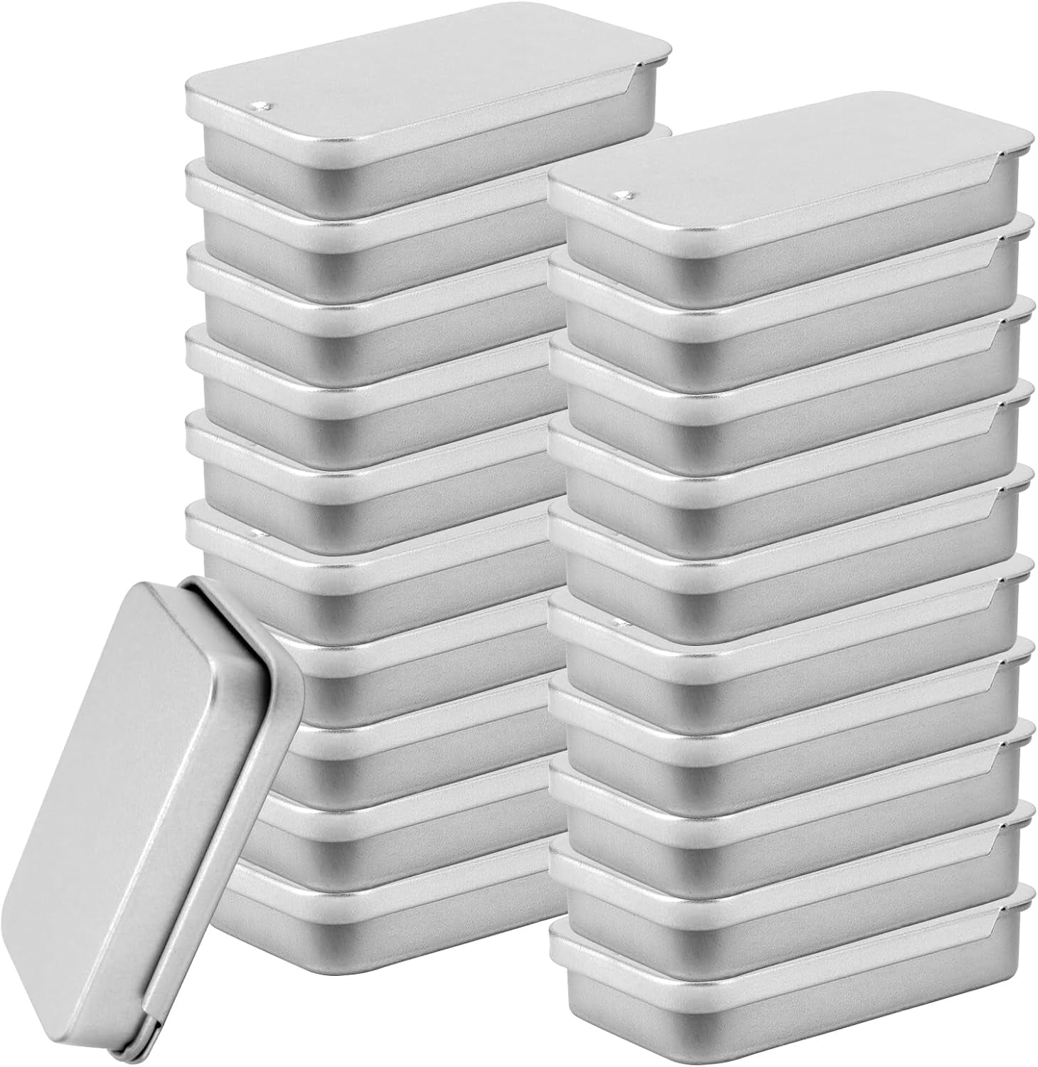 60 PCS Metal Slide Top Tin Containers, 2.36 x 1.33 x 0.43 Inch Metal Rectangular Sliding Lid Tin Boxes, Small Top Box for Candles Jewelry Crafts