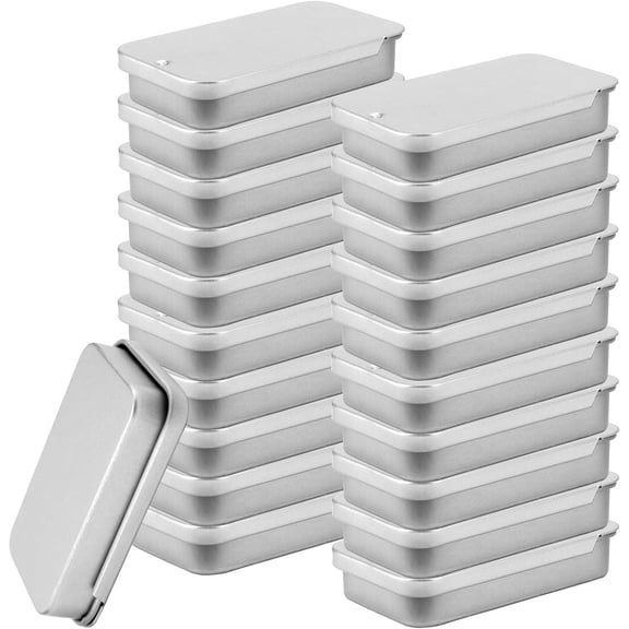 60 PCS Metal Slide Top Tin Containers, 2.36 x 1.33 x 0.43 Inch Metal Rectangular Sliding Lid Tin Boxes, Small Top Box for Candles Jewelry Crafts