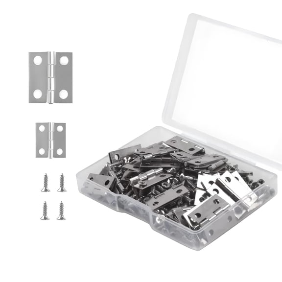 60 PCS Mini Hinges for Crafts, Black Small Metal Hinges for Mini Cabinet Jewelry Wooden Box (2 Sizes)