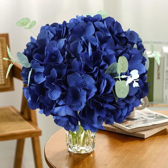 60 PCS Navy Blue Hydrangea Artificial Flowers with Stems for Wedding Party Home Decor Table Centerpieces Florals Bouquets Arrangement Arch Festival Decoration