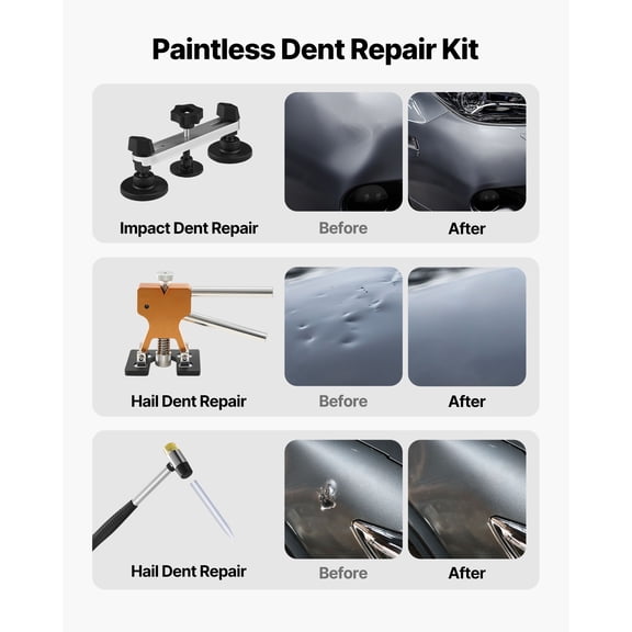 60 PCS Paintless Dent Removal Kit with Golden Lifter Bridge Puller Rubber Hammer Glue Gun Auto Body Hail Damage Repair Remover Tools for Car Refrigerator Door Ding Repair