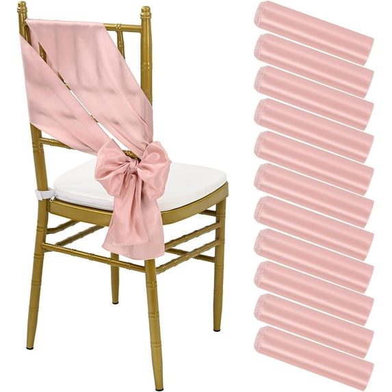 60 PCS Satin Chair Sashes Rose Gold Shiny Chair Ribbon Ties Back Bows Designed Sashes Universal Chair Cover for Wedding Reception Gathering Birthday Party Banquet Restaurant Chair Decor (7x78inch)