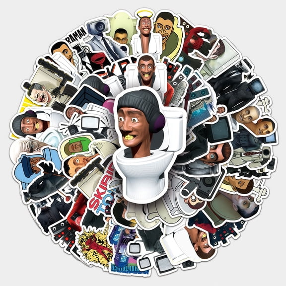 60 PCS For Skibidi Toilet Theme For Cameraman Water Bottle Stickers for Teens,Holiday Waterproof Vinyl Party Stickers for Suitcases,Laptop,Skateboard Stickers for Gift