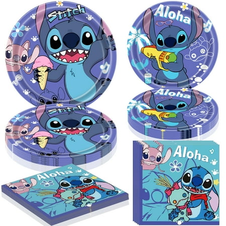 60 PCS Party Supplies, Party Tableware Set Includes 20 PCS 9 Inches Paper Plates 20PCS 7 Inches Paper Plates 20 PCS Napkins for Birthday Party