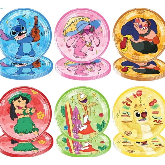 60 PCS Summer Cartoon Theme Party Paper Plates Tableware Hawaii Holiday Party Supplies Disposable 7 Inch Dessert Plates Dinnerware for Summer Birthday Baby Shower Decoration