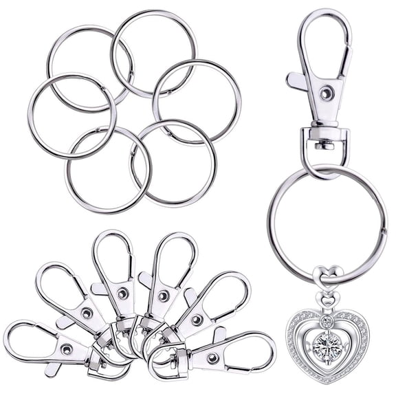 60 PCS Swivel Lanyard Snap Hooks Strong Key Chain Rings and Lobster Clasps Trigger Clips for Jewelry and Craft Making