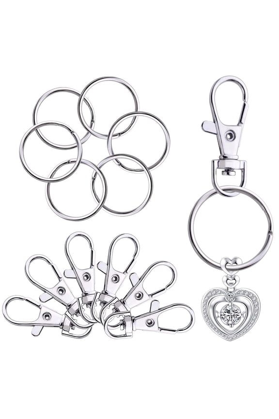 60 PCS Swivel Lanyard Snap Hooks Strong Key Chain Rings and Lobster Clasps Trigger Clips for Jewelry and Craft Making
