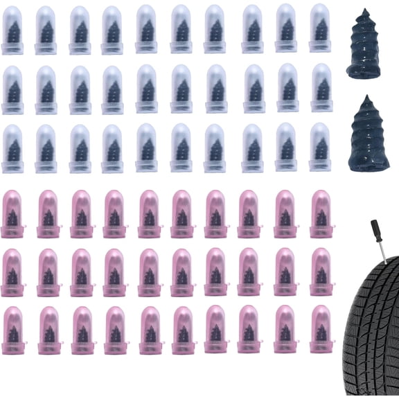 60 PCS Tire Repair Rubber Nail, Vacuum Tire Repair Kits Spiral Rubber Screws, Fast Self-Service Tool for Car, Truck, Motorcycle, Tractor Tire Puncture Repair (Black)