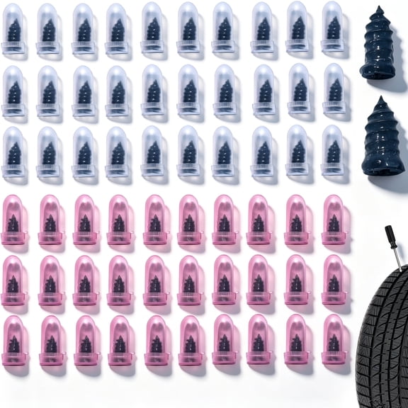 60 PCS Tire Repair Rubber Nail, Vacuum Tire Repair Kits Spiral Rubber Screws, Fast Self-Service Tool for Car, Truck, Motorcycle, Tractor Tire Puncture Repair (Black)