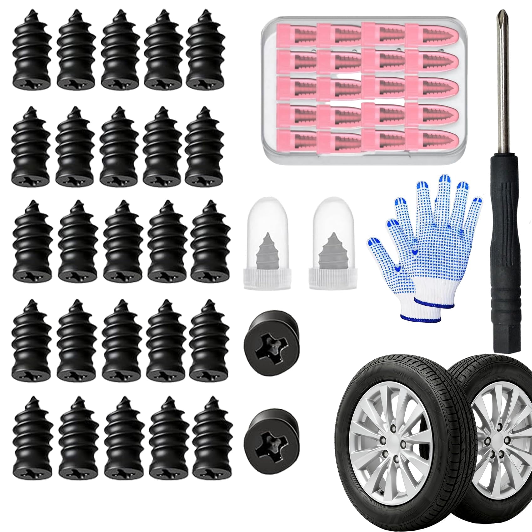 60 PCS Tire Repair Rubber Nails Kit with 2 Sizes, Tire Plug Kit Heavy ...