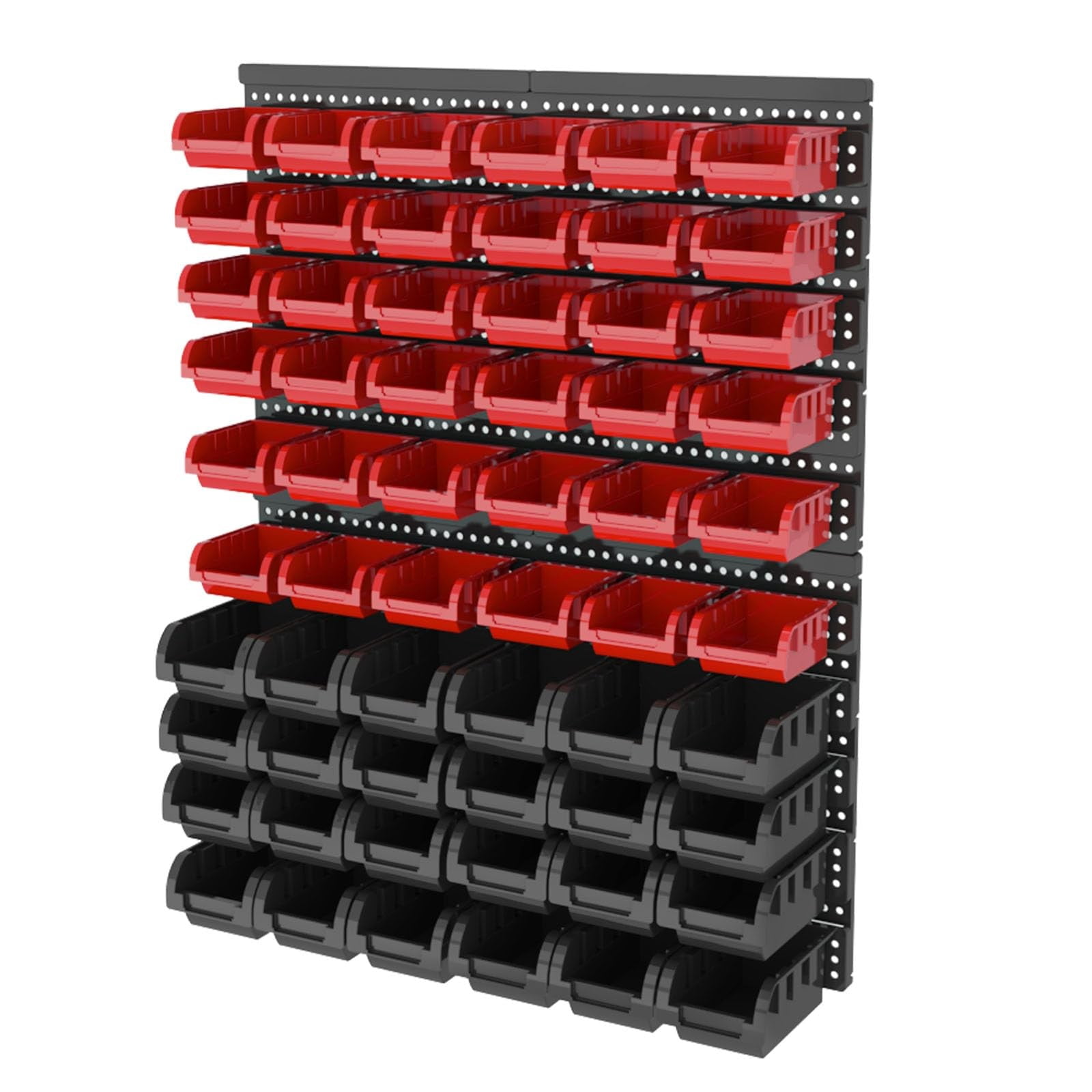 60 PCS Wall Mounted Storage Bins Organizer, Large Plastic Nut & Bolt Organizer with Pegboard, Screw Storage Bins for Garage, Workshop, Hardware, Crafts (Red & Black)