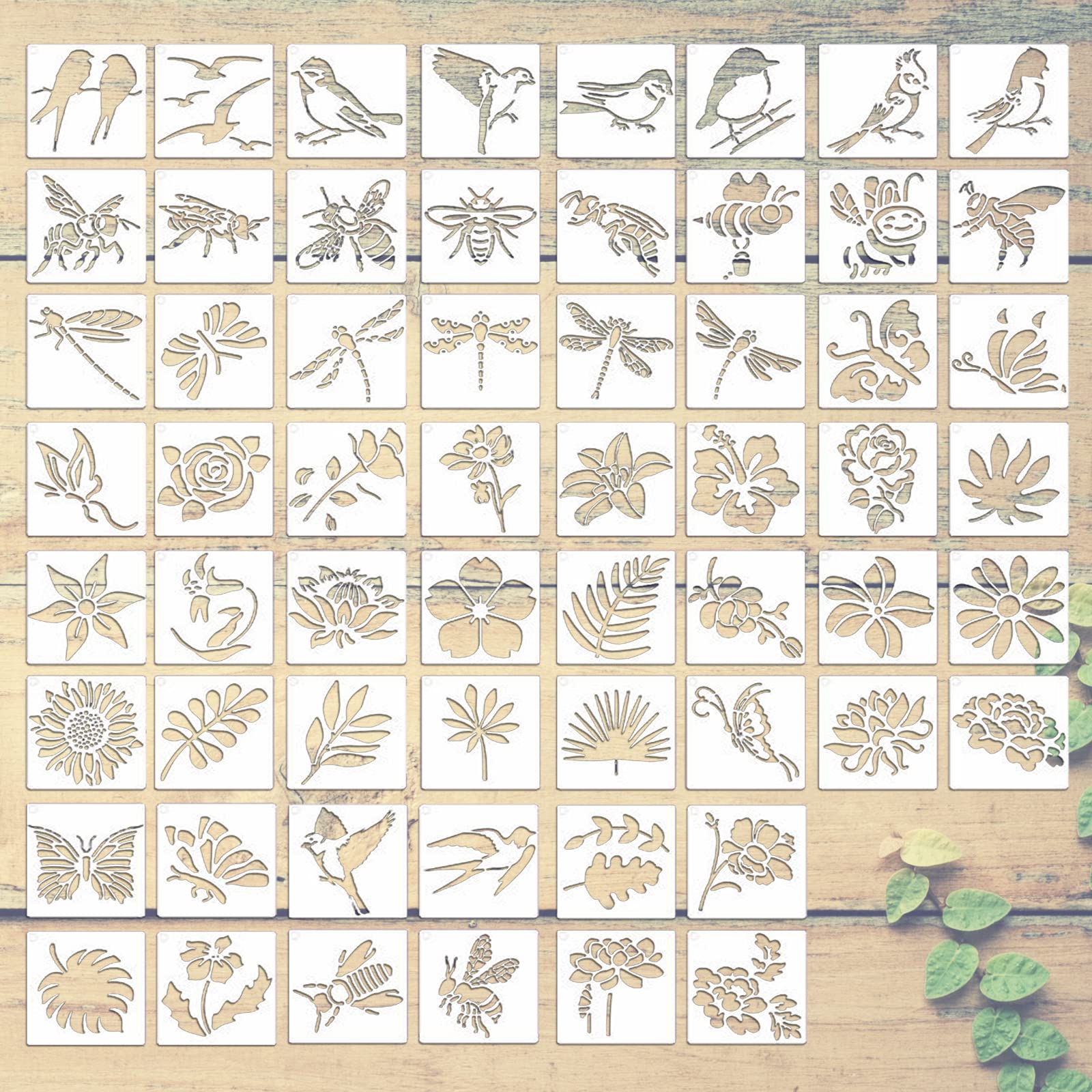 60 PCS Wood Burning Stencils for Crafts Painting on Wood Flowering