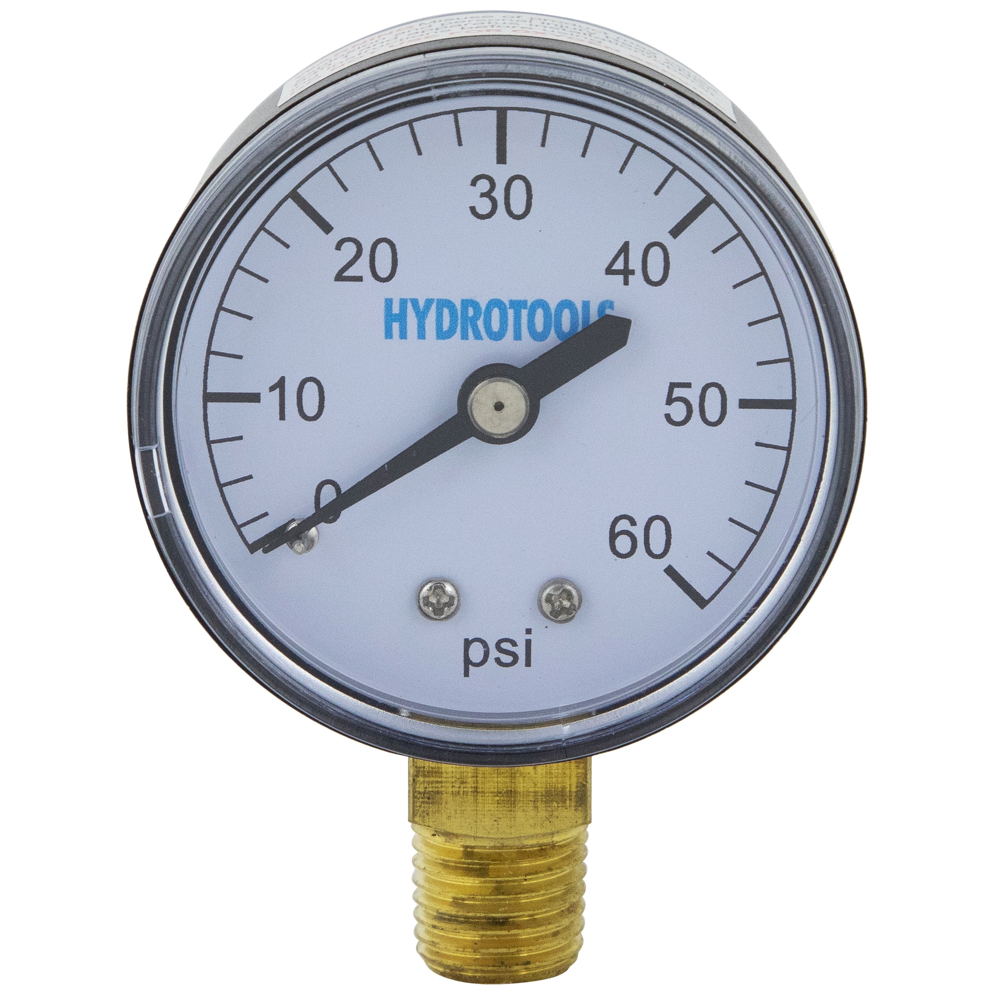 SWIM CENTRAL 60 PSI HydroTools Bottom Mount Pressure Gauge Swimming Pool Filter and Pump Accessory - 2.75"