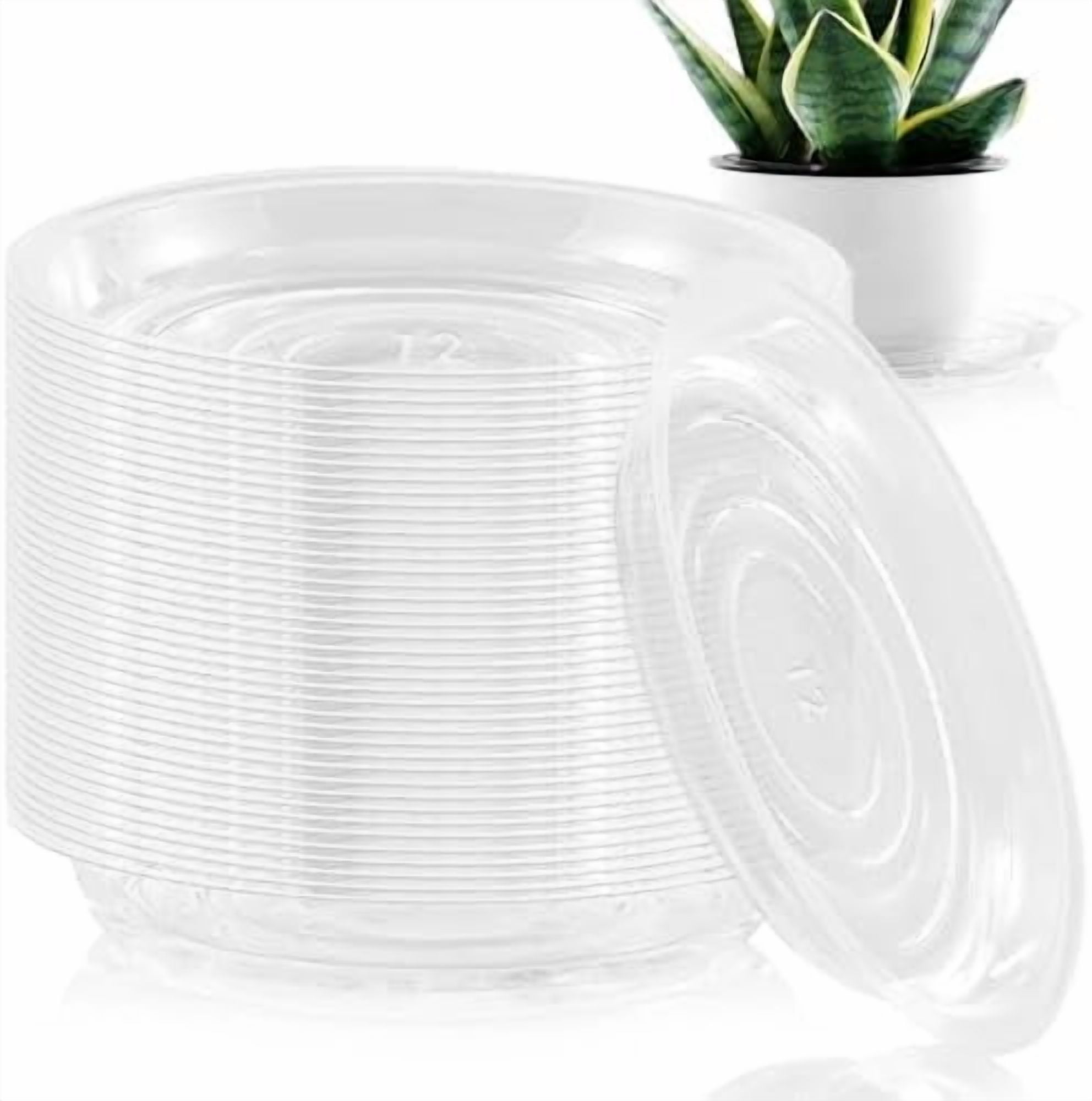 Tree Saucer Rim 60 Pack 12 Inch Plant Saucer Clear Plant Saucers for Outdoors Plants ...