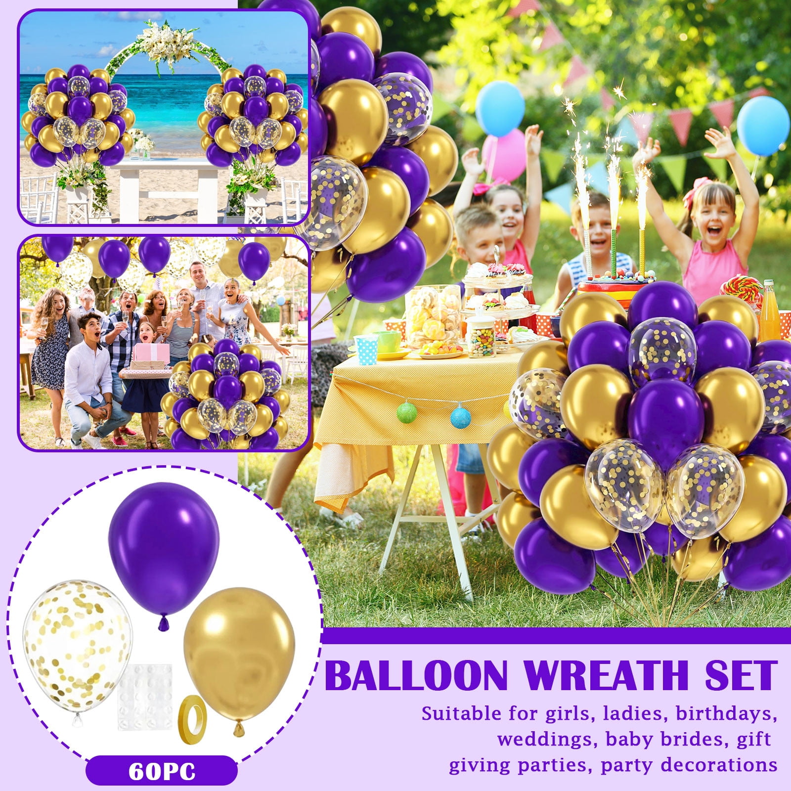 Graduation Decorations Purple Gold 2024/Birthday Decorations Women Purple Gold/Graduation Party Decorations 2024/Bridal Shower Decor Wedding/Bridal Shower Decor