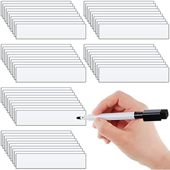 60 Pack 2.36 x 0.51 Inches Magnetic Baseball Lineup Board Tabs White Magnetic Dry Erase Labels Write Wipe Magnet Strip for Dugout Name Tags Softball Line up Board Clipboard Calendar Home Office