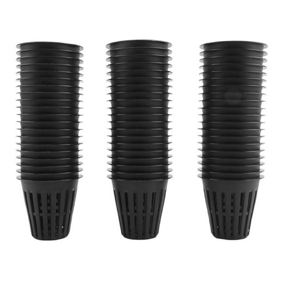 60 Pack 2 Inch Net Cups Slotted Mesh Wide Lip Filter Plant Net Pot Bucket Basket for Hydroponics,60 x Net baskets,black
