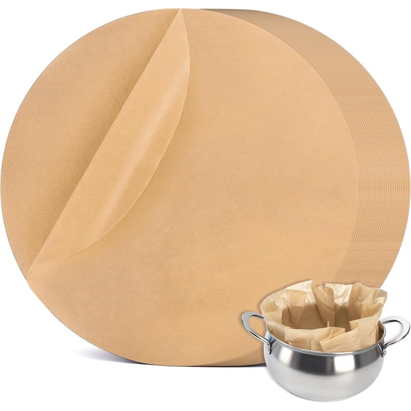 60 Pack 20 Inch Round Parchment Paper, Unbleached Dutch Oven Liners Disposable Parchment Sheet, Extra Large Baking Paper Sheets for Cake Pan, Pizza Pan, BBQ Party