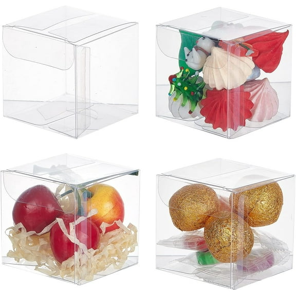 60 Pack 2x2x2 Inch Clear Plastic Favor Box for Wedding Party Candy Choclates and Other Small Treats or Findings Clear DIY