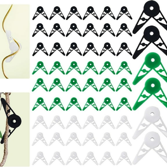 60-Pack 360° Rotatable Plant Training Clips, Adjustable Gentle Vine Clips for Stems and Flowers, Reusable Gardening Tools for Neat Climbing Plant Training and Garden Organization