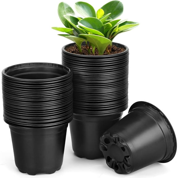 60 Pack 4 Inch Nursery Pots for Plants, Plastic Seeds Starter Pots with Drainage Holes, Small Plastic Plant Nursery Pots for Succulents Seedling Cutting Transplanting (60, 4 Inch)