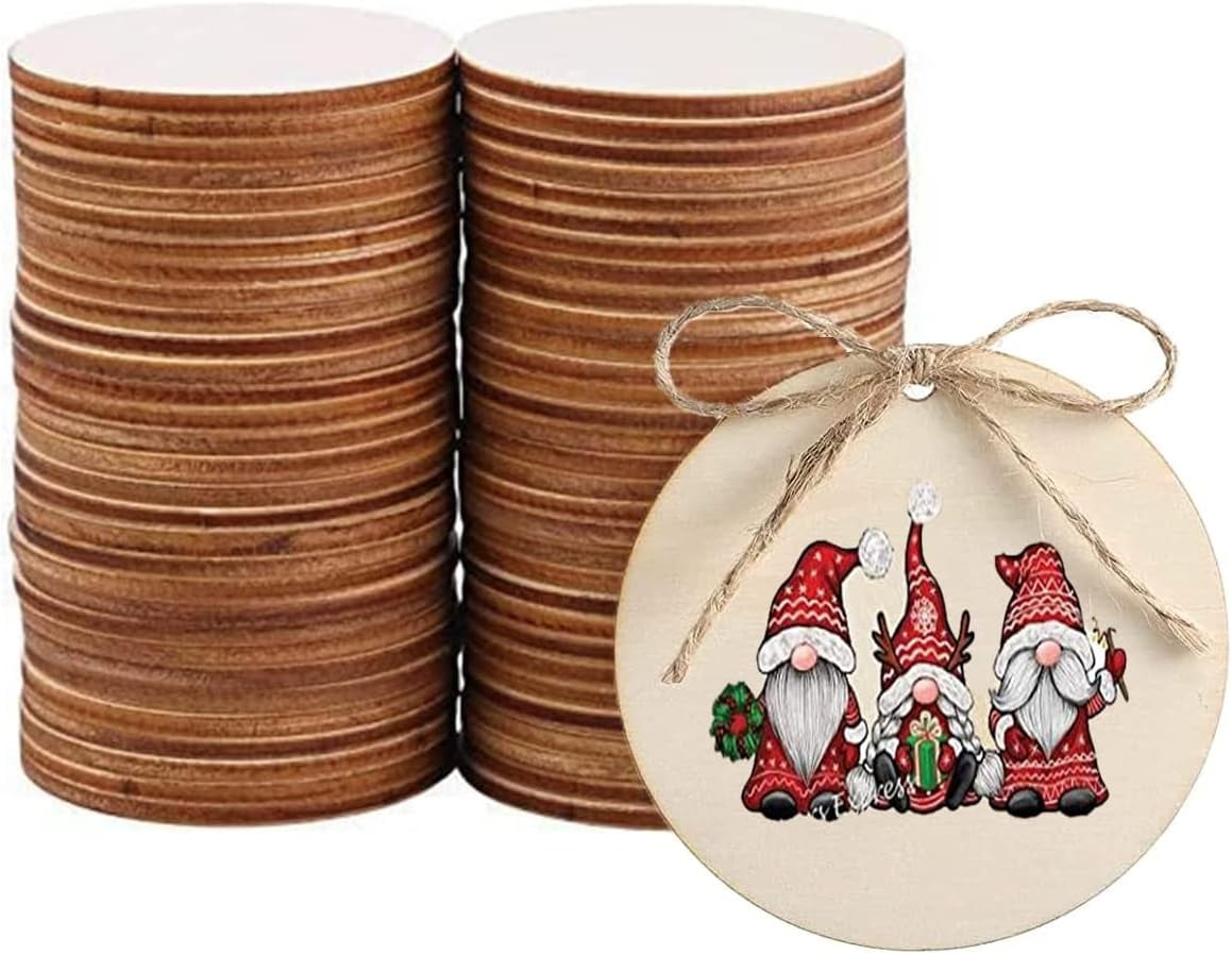 60 Pack 4 Inch Wood Circles for Crafts Unfinished Wood Rounds Wooden