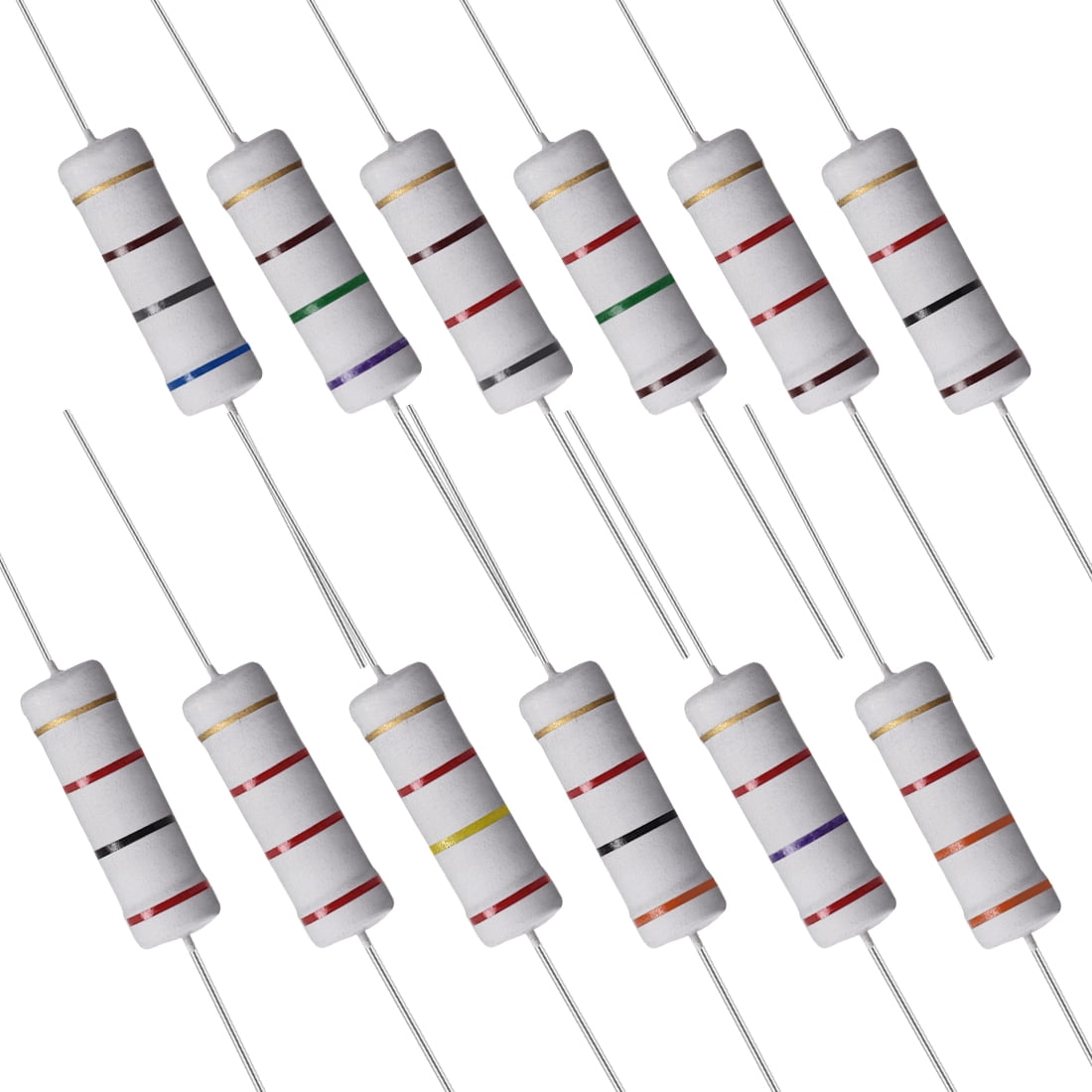 60 Pack 5W Metal Oxide Film Resistor 680,750,820,1K,2K,2.7K,3K,3.3K Ohm ...