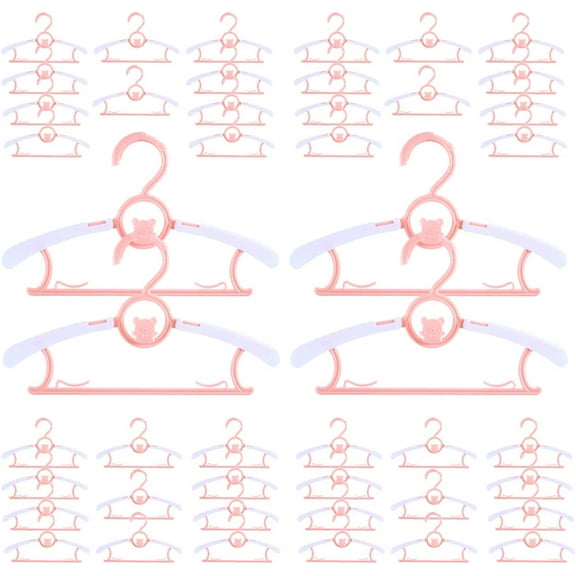 60-Pack Adjustable Baby & Kid Clothes Hangers - Space-Saving, Durable & Extendable - Ideal for Newborn to Small Child Wardrobe Organization (Pink)